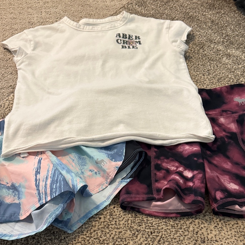 Abercrombie White Tee and Tie-Dye Shorts Set